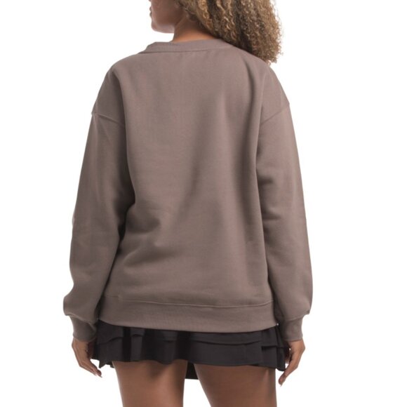 CALVIN KLEIN Fossil Logo Patch Long Sleeve Crew Neck Pullover Sweatshirt - Picture 2 of 2